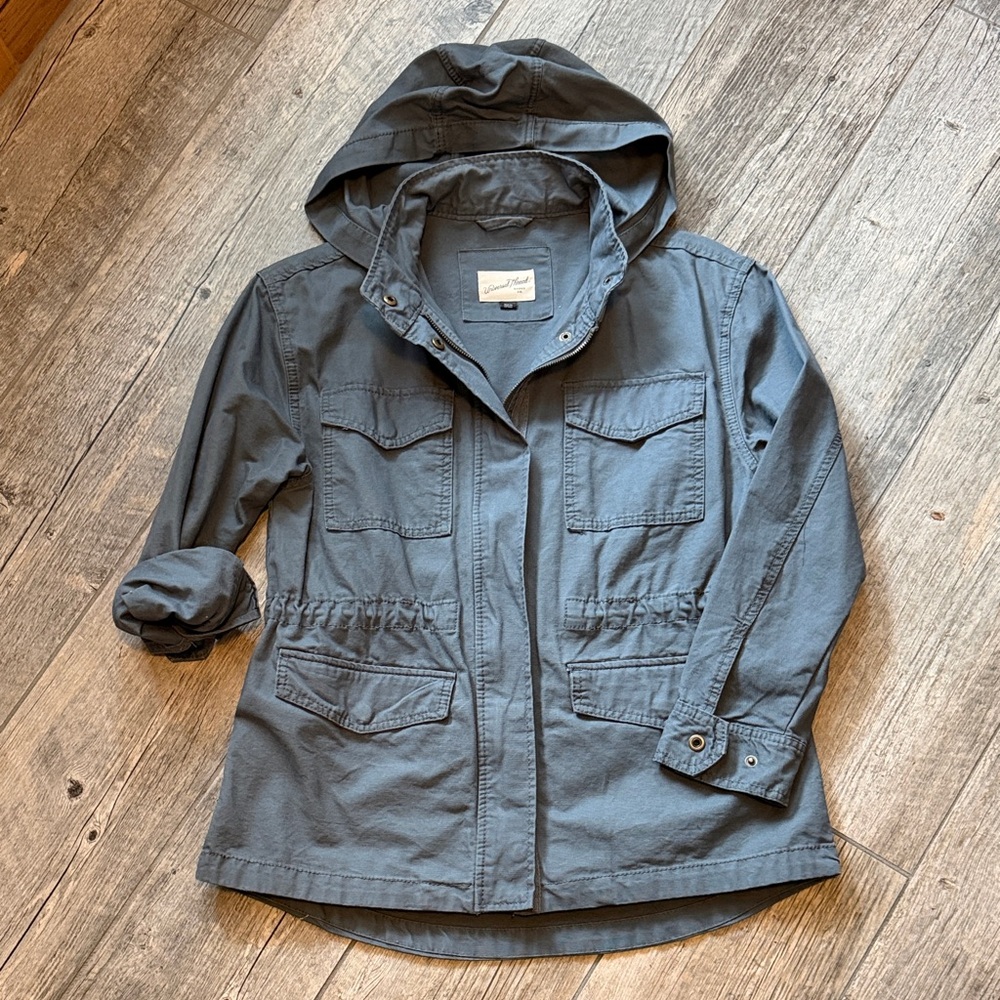 Women’s Hooded Utility Jacket – Slate Gray Blue